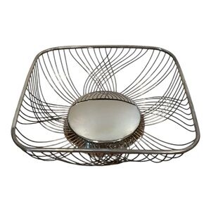 Mid-Century Modern Elegant Silver Wire Fruit Bread decorative basket